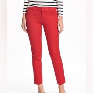Vibrant Red High-rise Slim Fit Pants